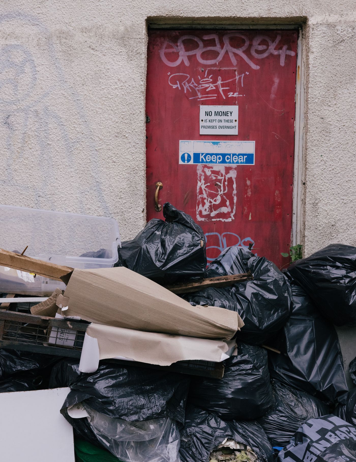 Bin bags and rubbish waiting for collection